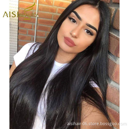 Aisi Beauty Wholesale Vendor Long Silky Straight Middle Part Black Wig Lace Front Synthetic Hair For Black Women Lace Front Wig